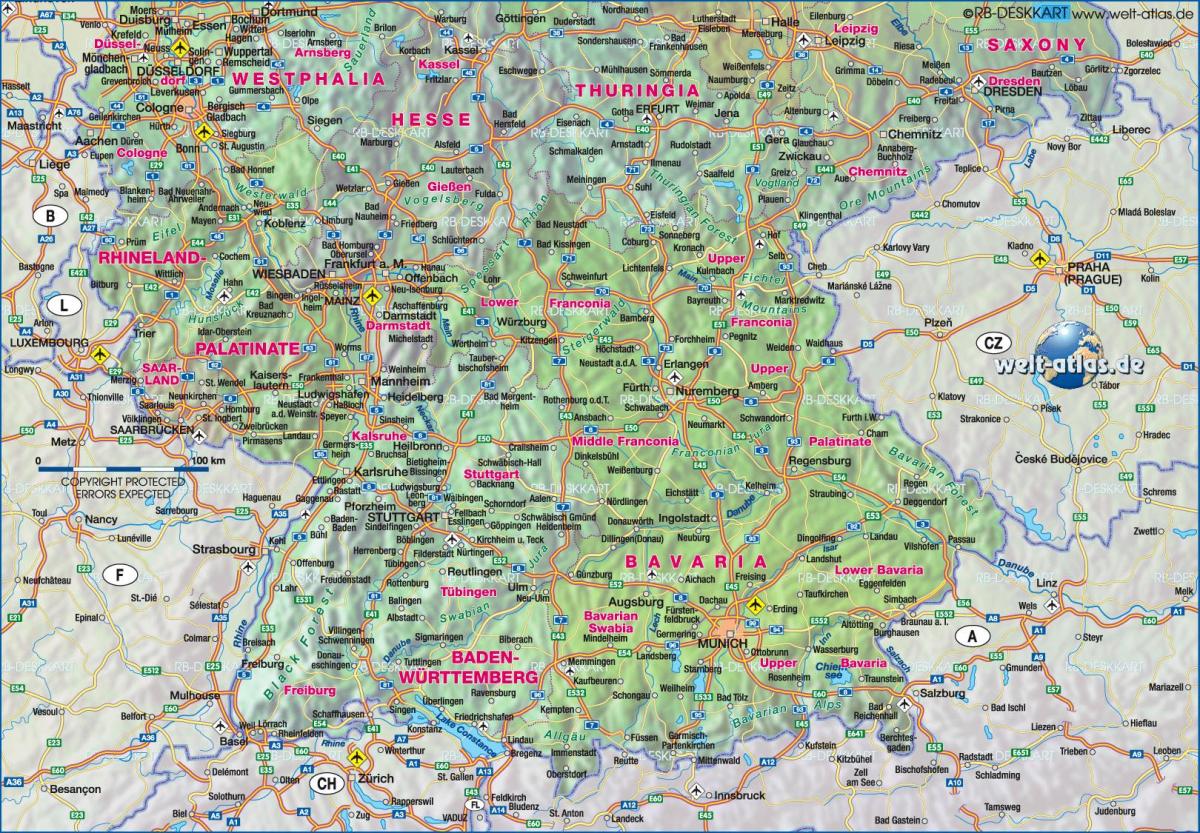 potsdam kartta Etelä Saksa kartta   Kartta etelä Saksassa (Länsi Eurooppa   Eurooppa) potsdam kartta